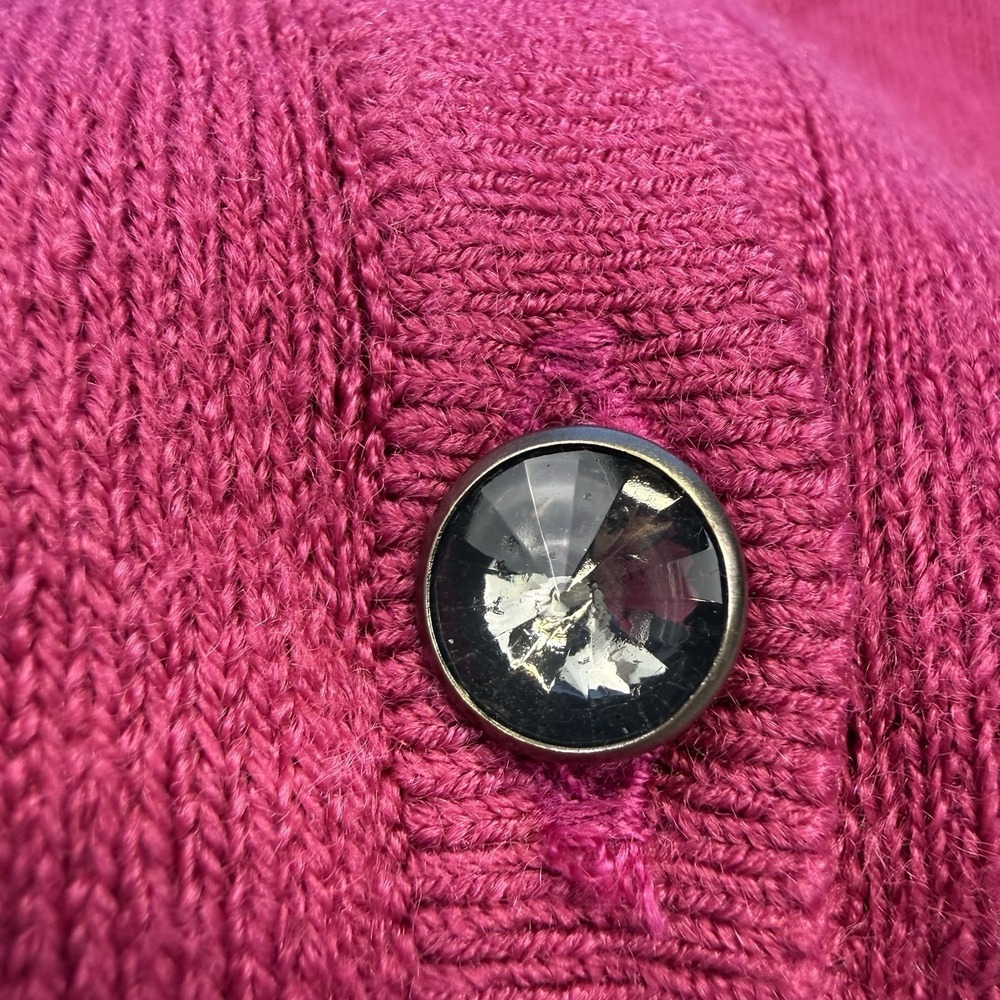 New York Co. Magenta Button-Up Cardigan Rhinestone Buttons Women's Size Medium - Picture 7 of 7